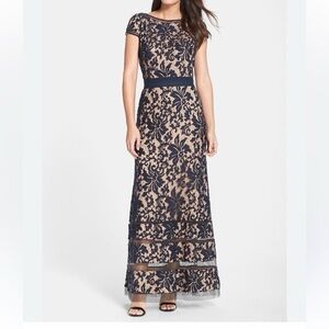 Tadashi Shoji  Navy Lace Evening Gown